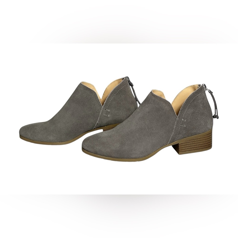 Kenneth Cole Reaction Side Skip Block Heel Gray Suede Ankle Boots Booties, 6